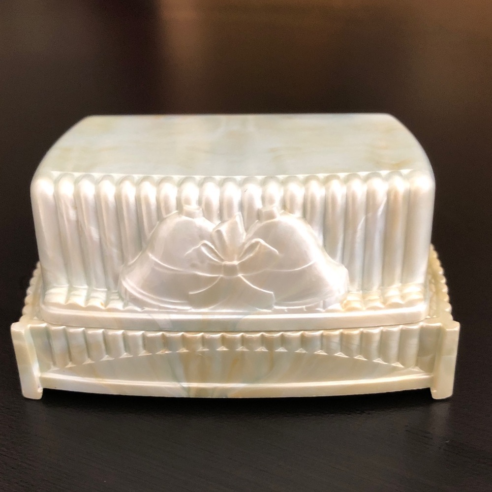 Vintage Estate Marbled Celluloid Ring Box Presentation Box Art Deco